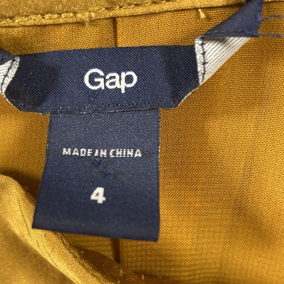 Gap Pleated Skirt Women Size 4 Gold Polyester Sash Tie Lined - Picture 7 of 8